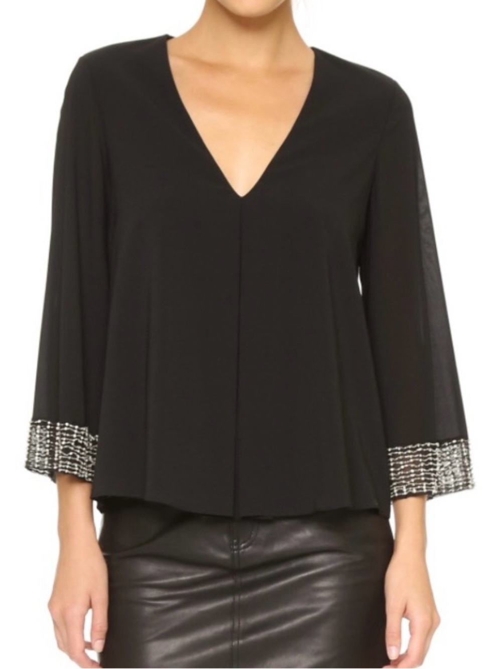 NWT | Alice + Olivia | Silk  Blend | Rhinestone | Blouse
